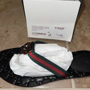 Gucci GG Thong Web Sandals (black red green) sz 40